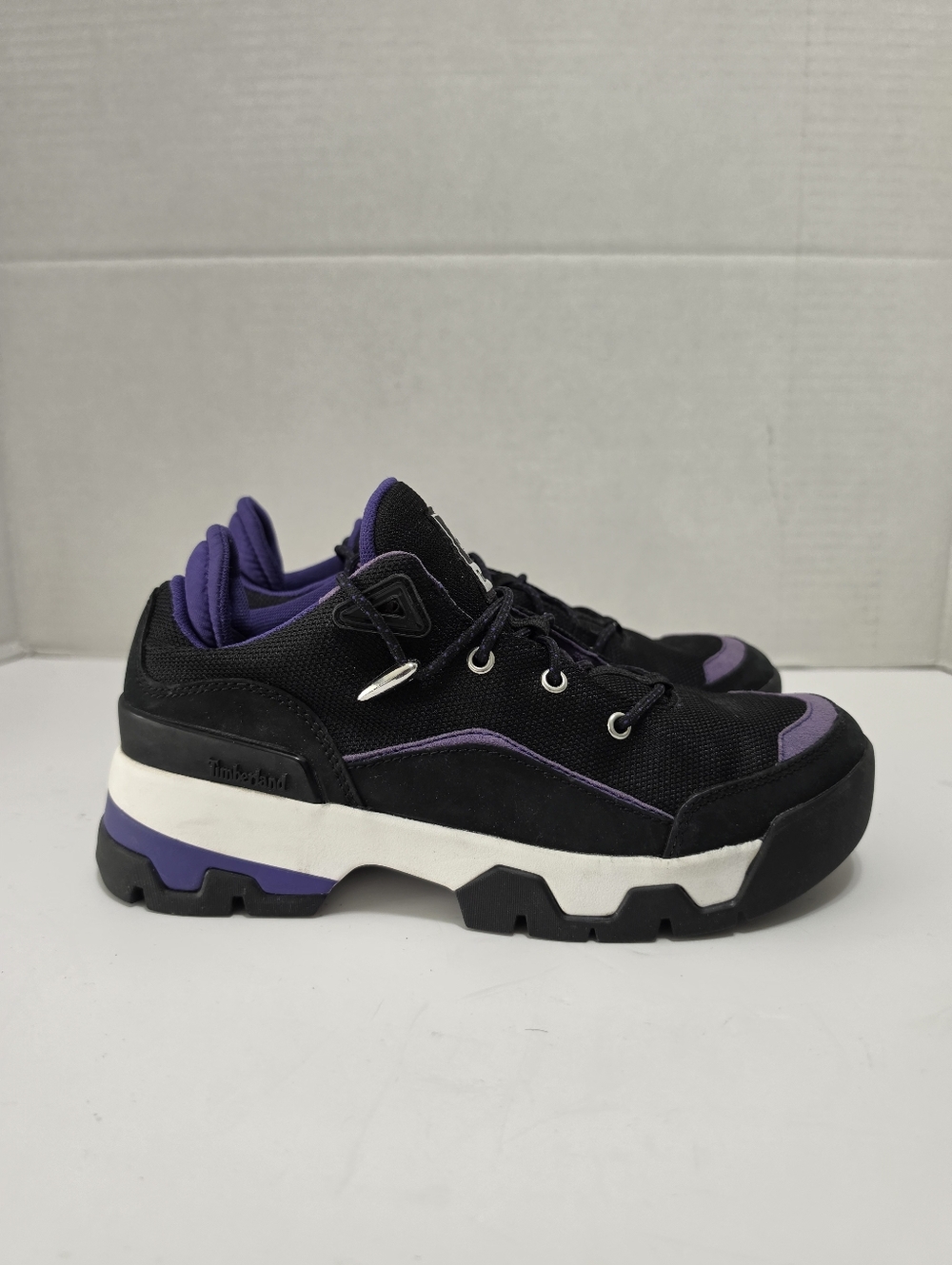 Timberland Euro Swift Low Hiking Boot In Black Mesh w Purple Size 7